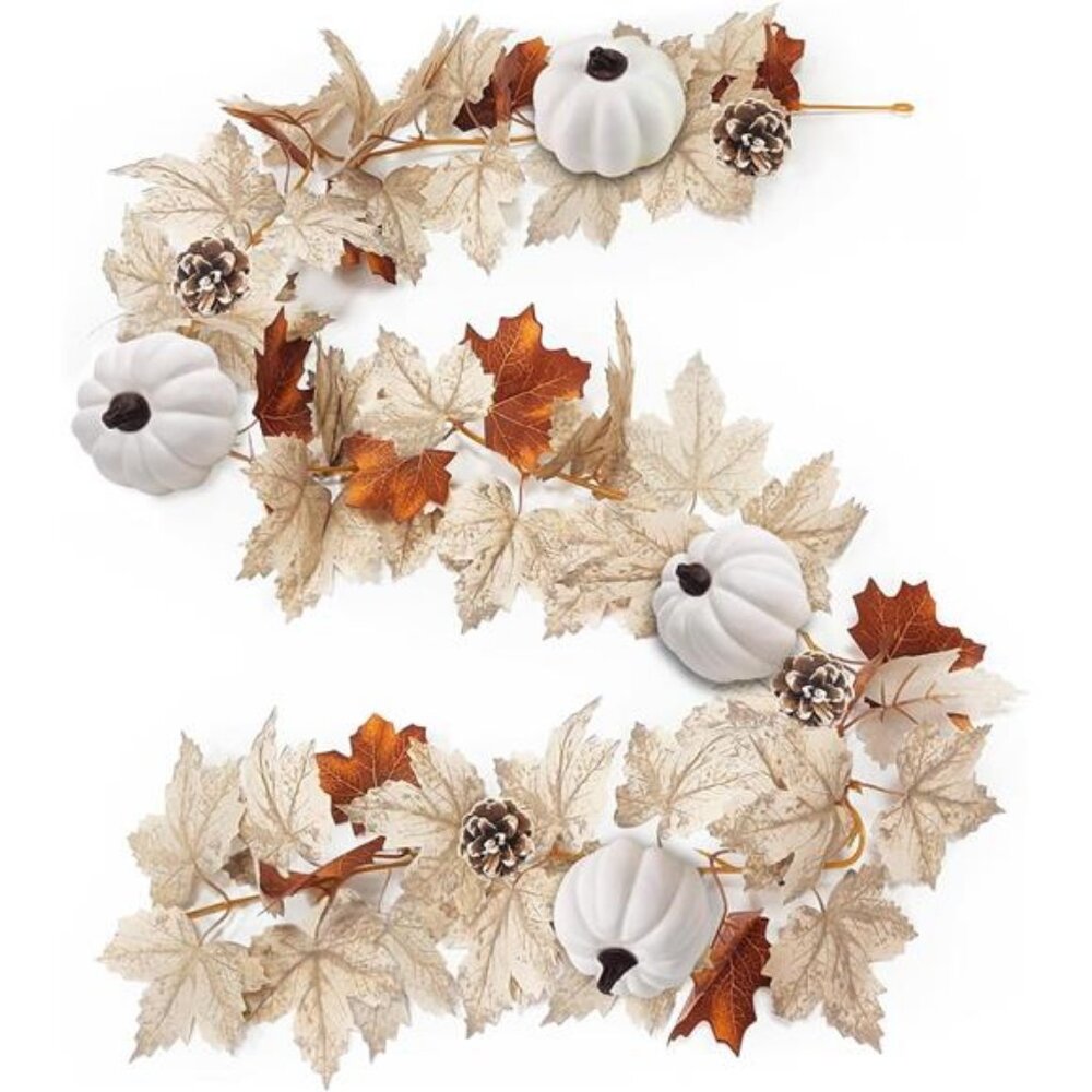 Fall Decor - Fall Garland - 5.9Ft Fall Maple Leaves Garland with Pumpkin